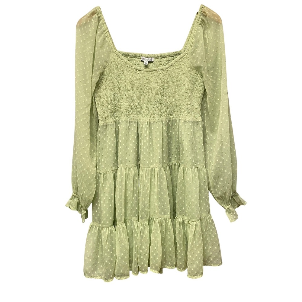 Patrons of Peace Tiered Smocked Babydoll Mini Dress Sz M Boho Coastal Cottage